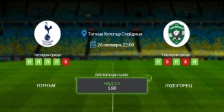 Прогноза: Тотнъм - Лудогорец 26/11/2020 - Лига Европа